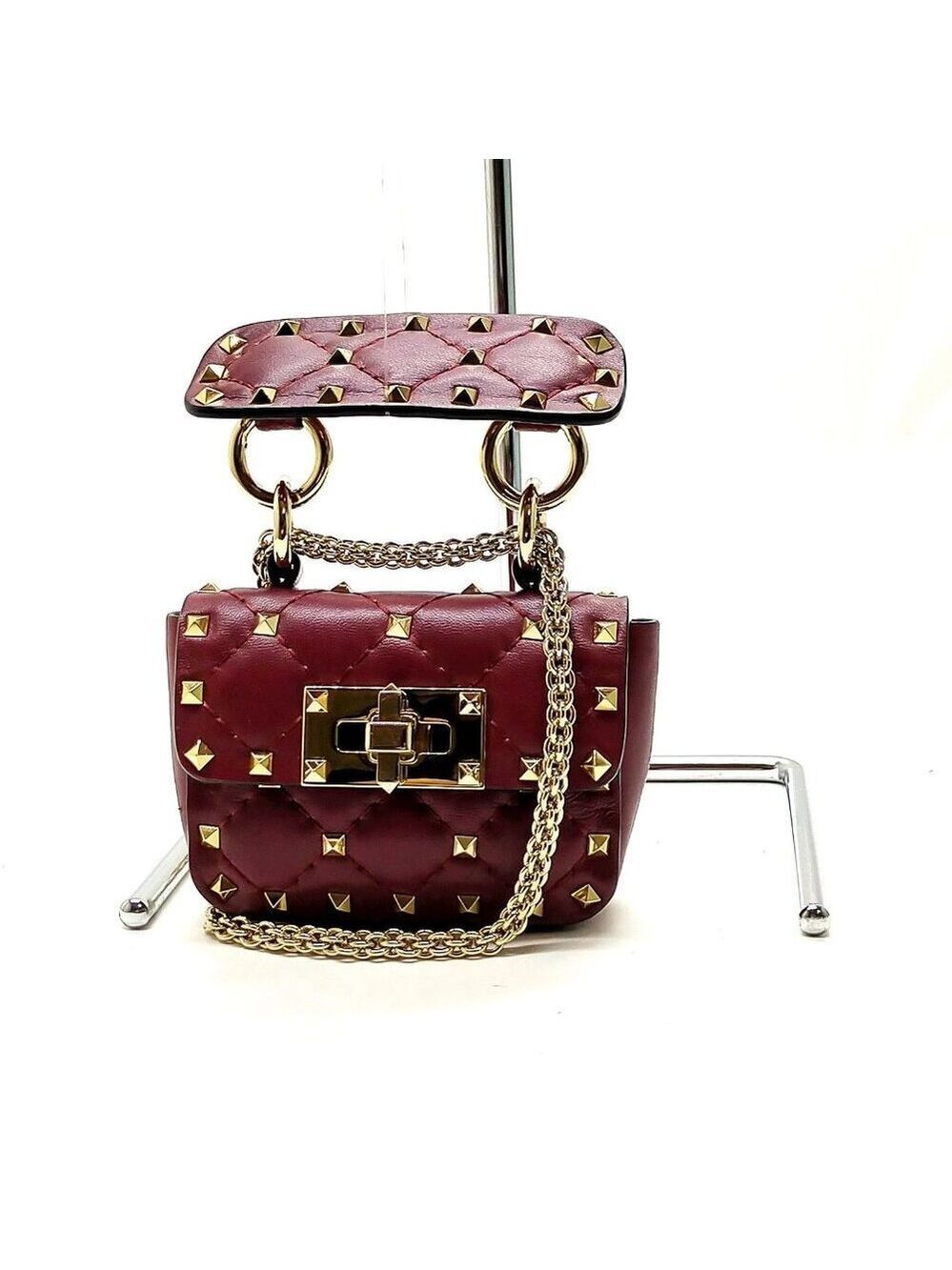 Valentino Garavani Shoulder Bag Bordeaux Leather 696-070525